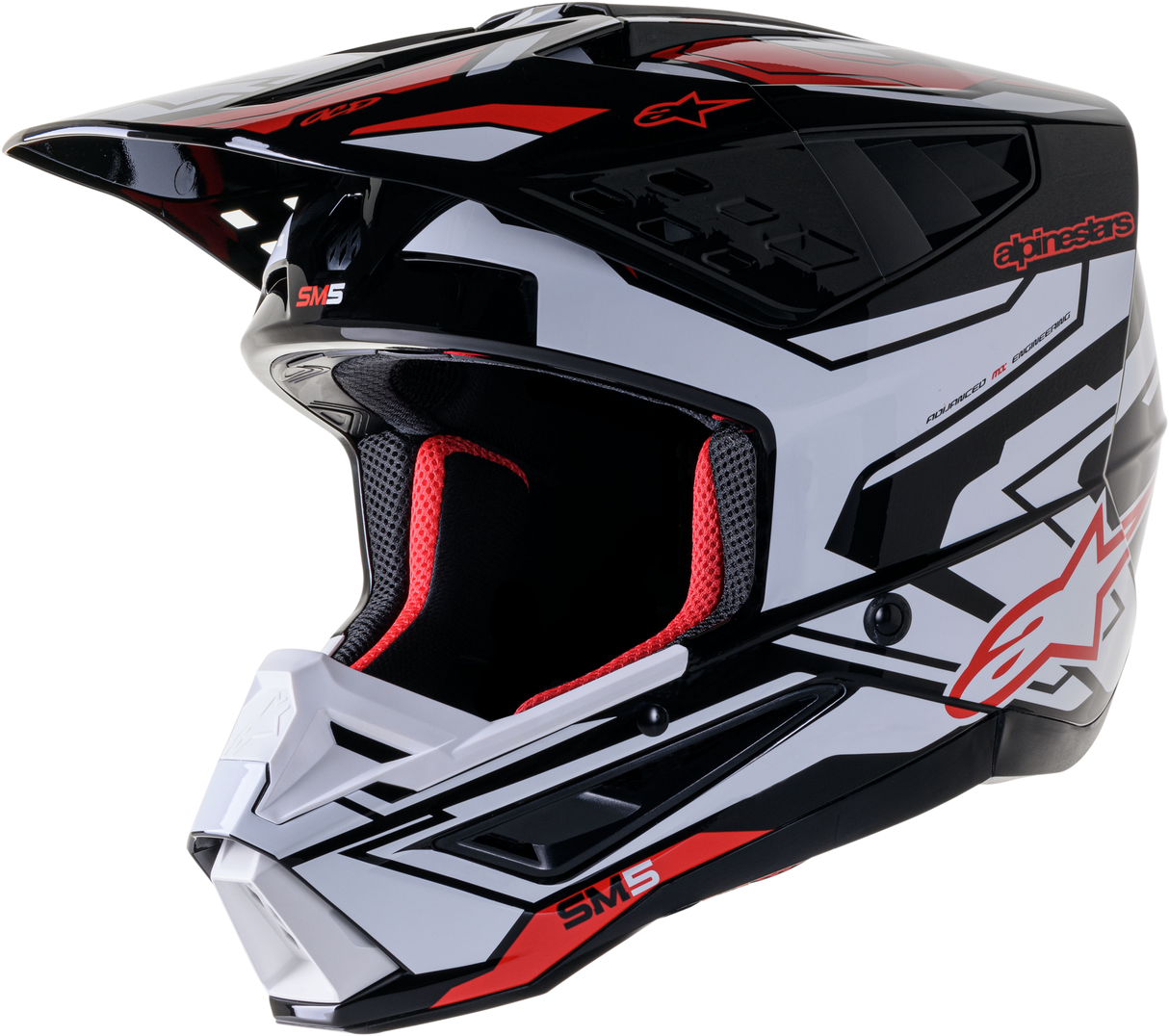 S-M5 ACTION 2 HELMET BLK/WHT/BRT RD GLOSSY 2X